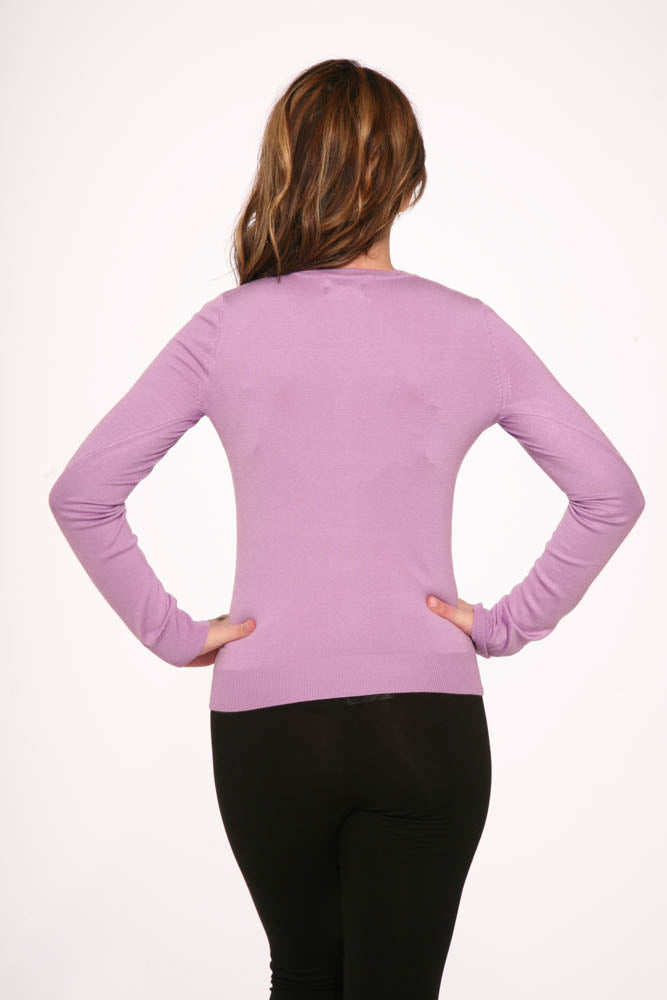 Lavender Crewneck Cardigan
