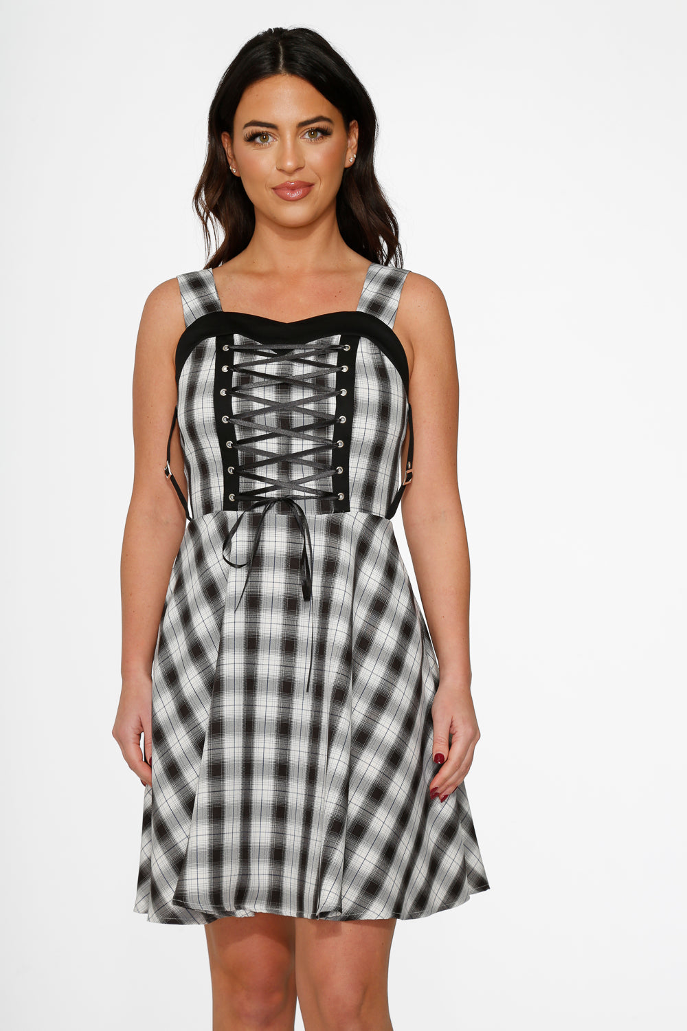 Black & White Plaid Swing Dress
