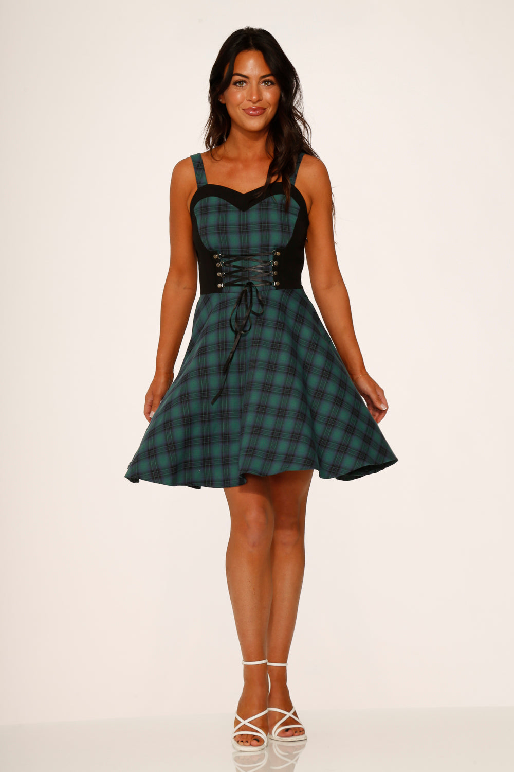 Green Plaid Swing Dress