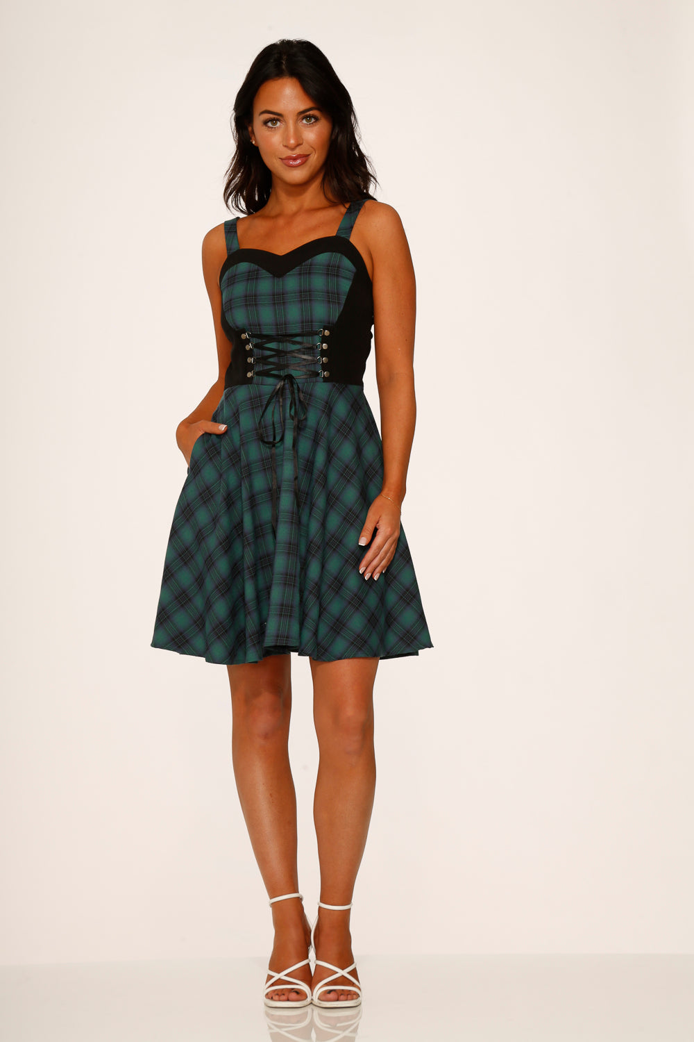 Green Plaid Swing Dress