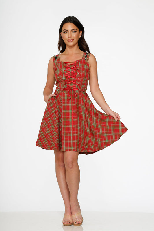Red Plaid Swing Dress