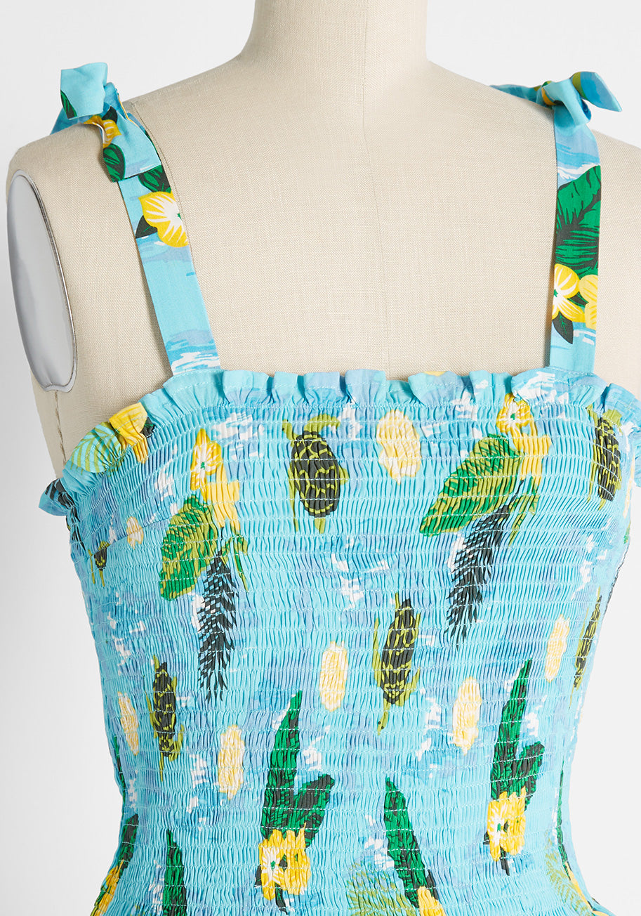 ModCloth x Collectif Sea Turtle Soiree Smocked Tank Top