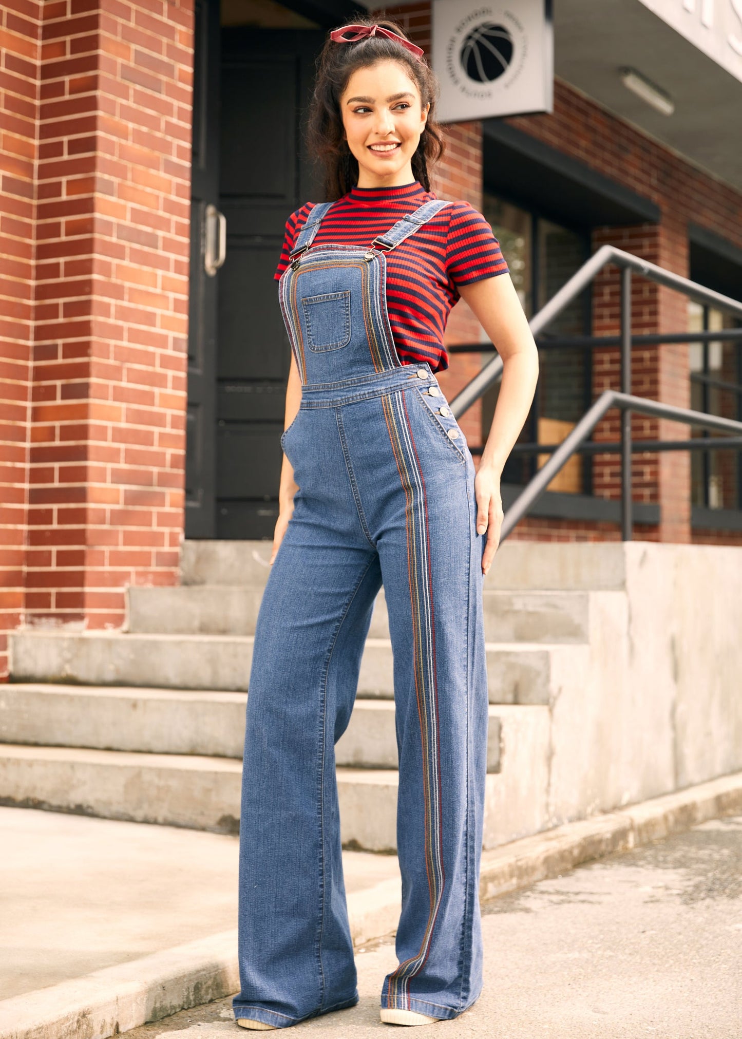 Rainbow With Me Denim Overalls