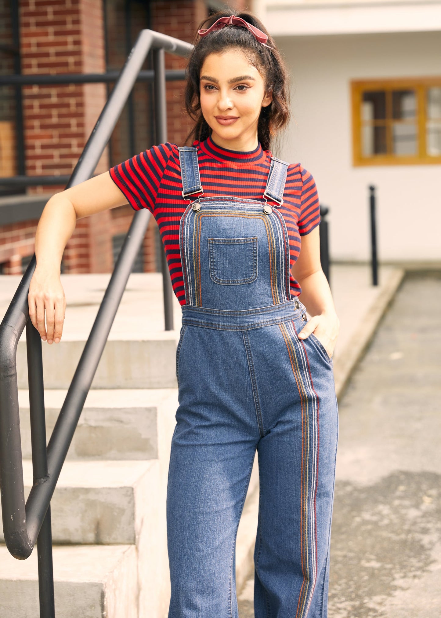 Rainbow With Me Denim Overalls