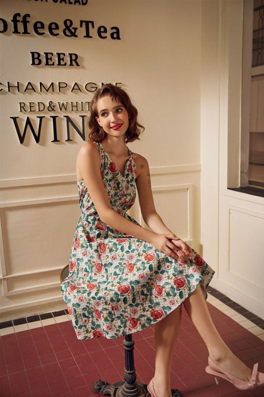 Pink Floral Swing Dress