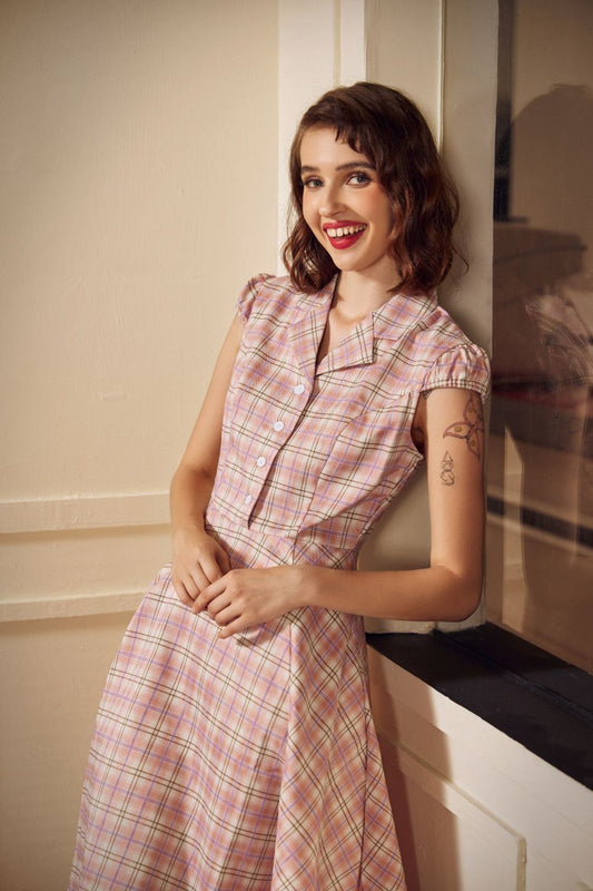 Pink Plaid Swing Dress