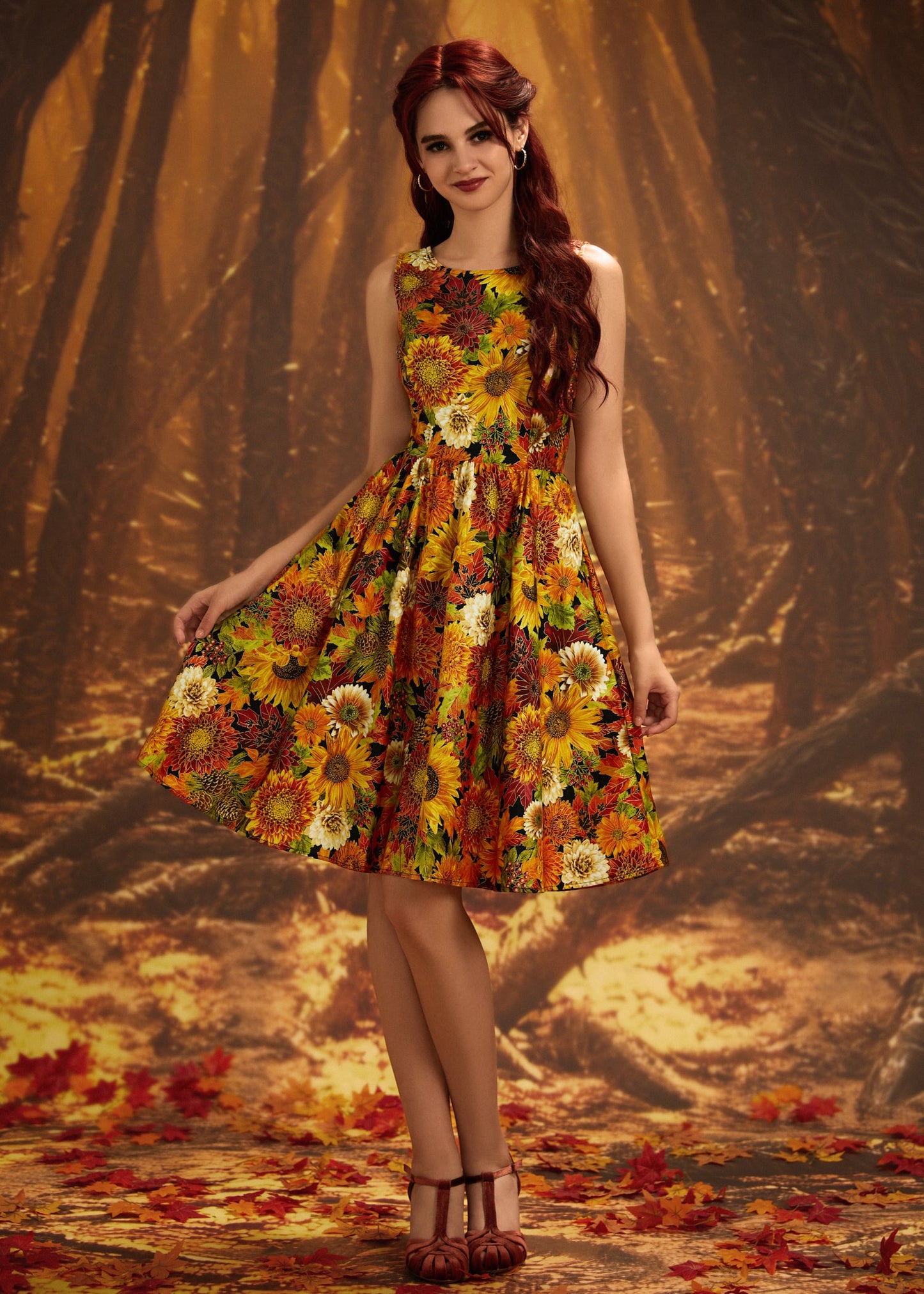 Sunflower Floral Vintage Dress