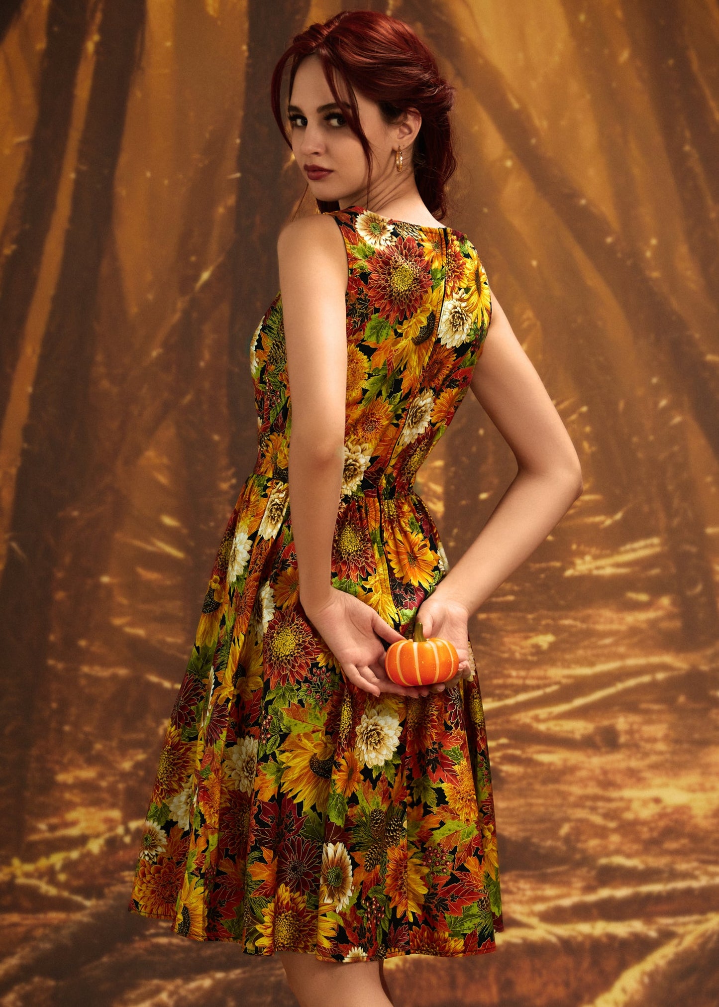 Sunflower Floral Vintage Dress