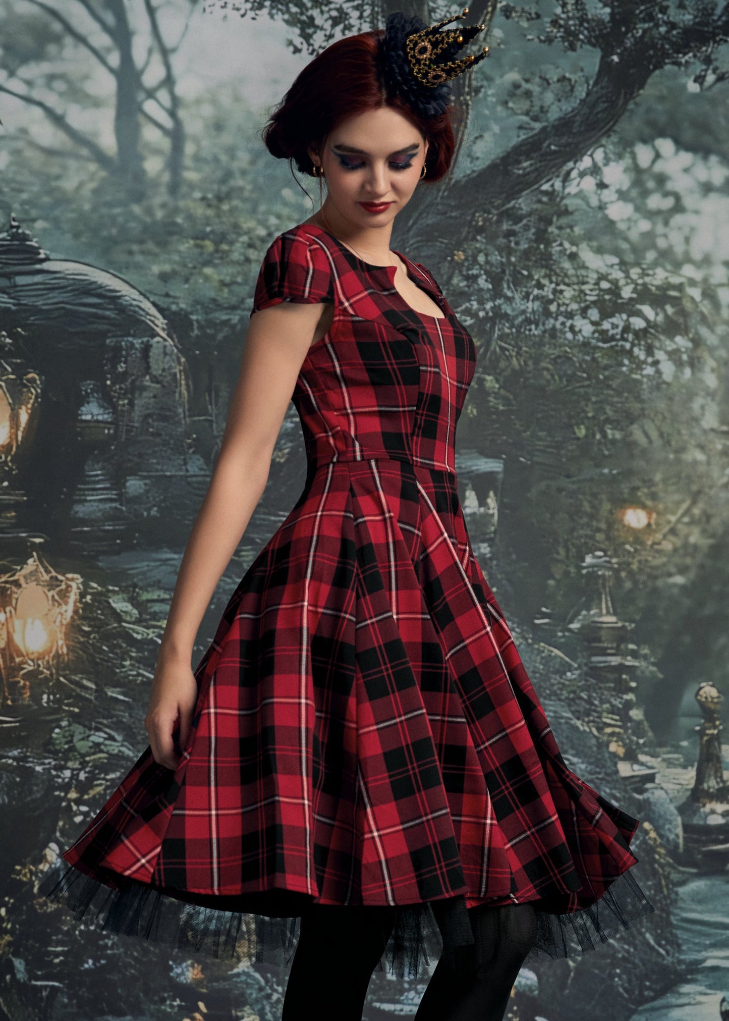 Red Plaid Swing Dress