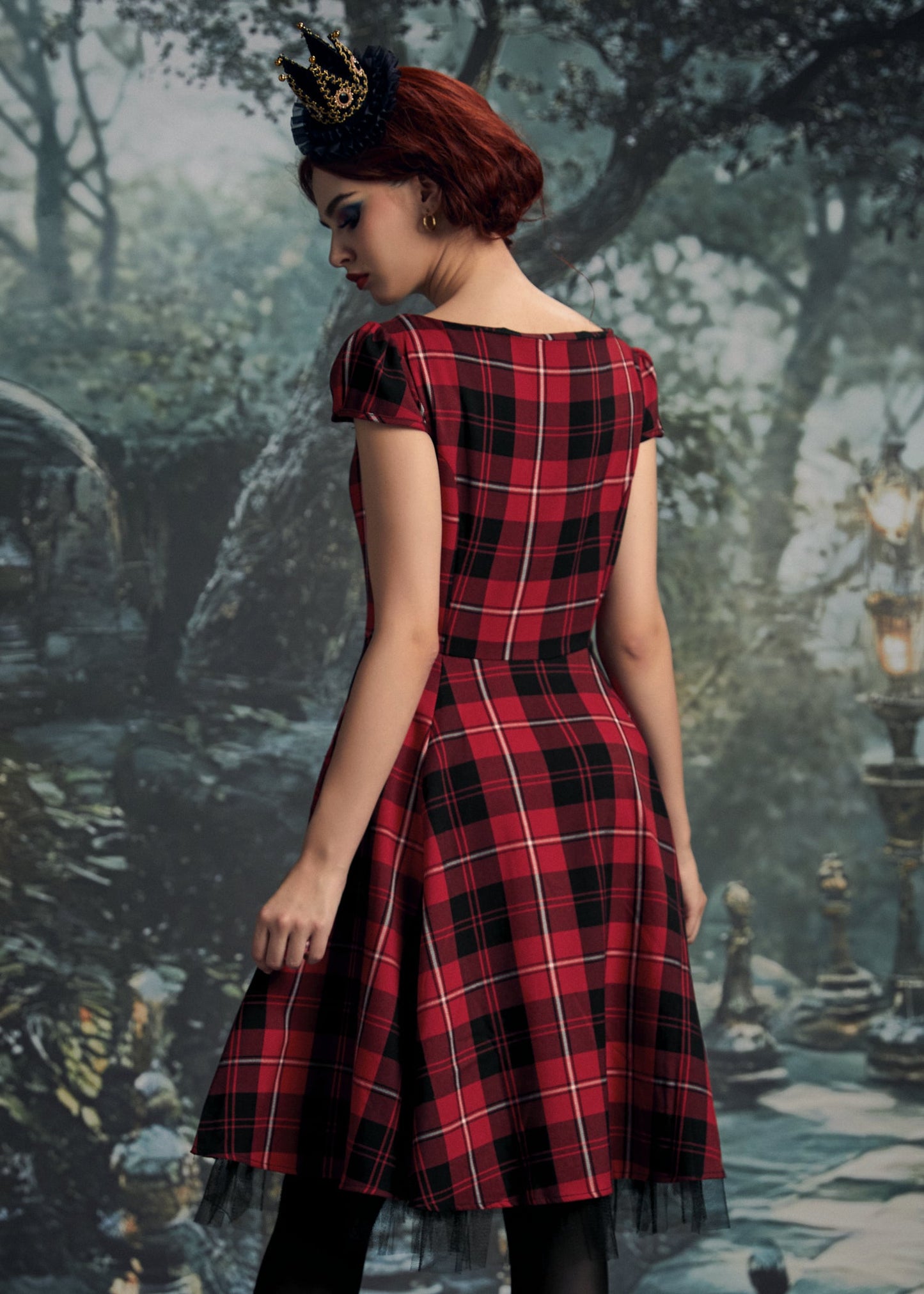 Red Plaid Swing Dress
