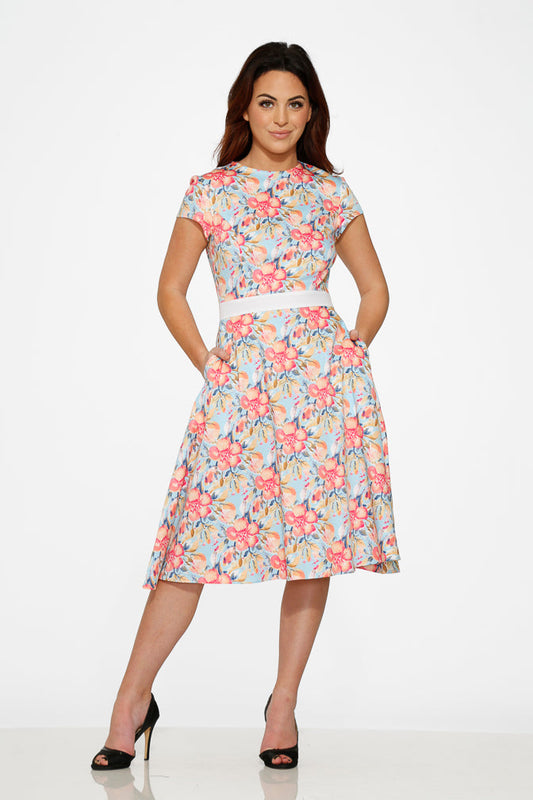 Sweet Hibiscus Swing Dress