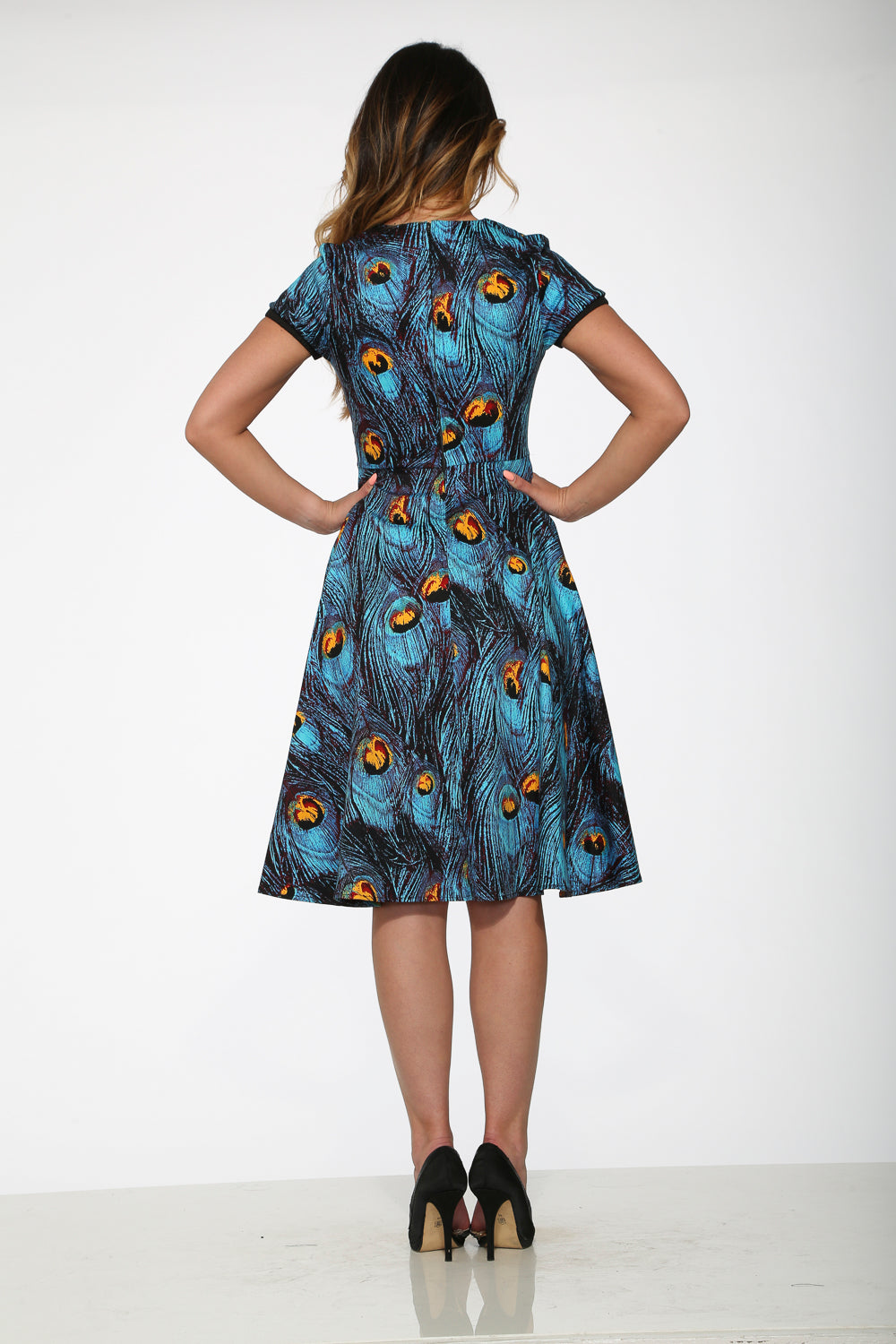 Blue Peacock Swing Dress