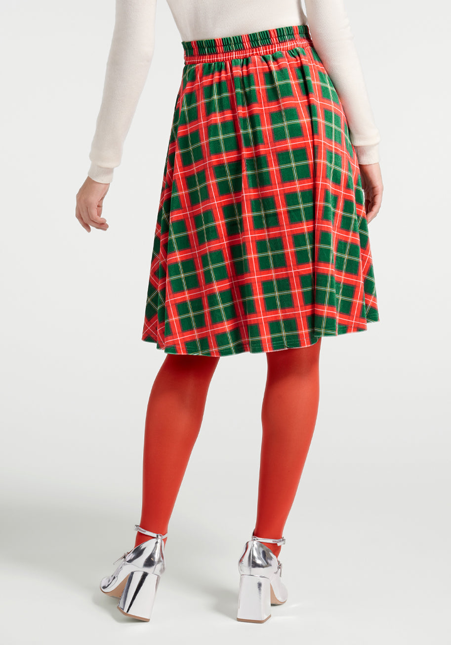 Let's Circle Back Velvet Skirt