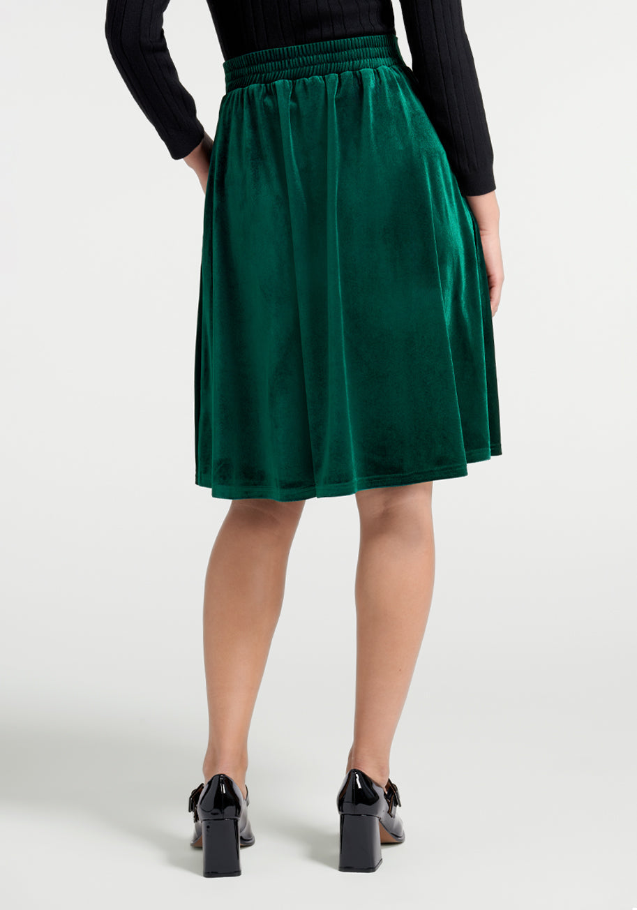 Let's Circle Back Velvet Skirt