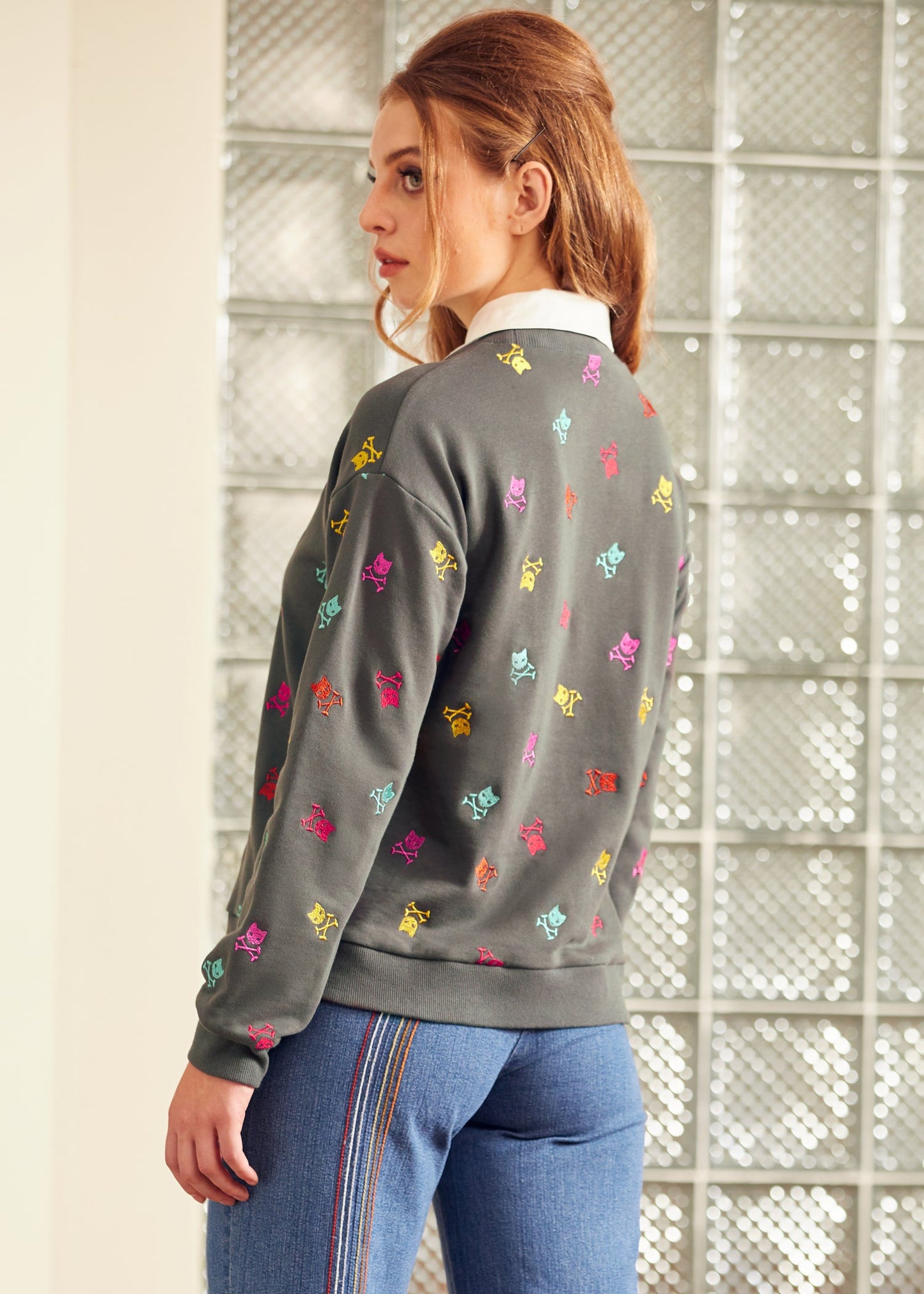 Drive-In Diva Collar Sweatshirt