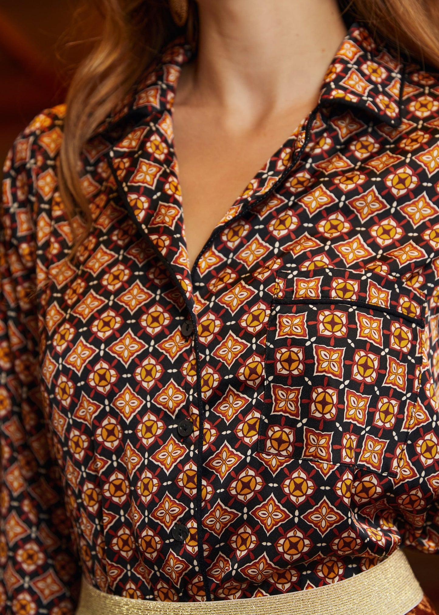 Playful Past Long Sleeve Blouse
