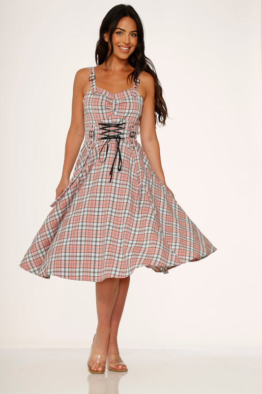 Pink Plaid Swing Dress