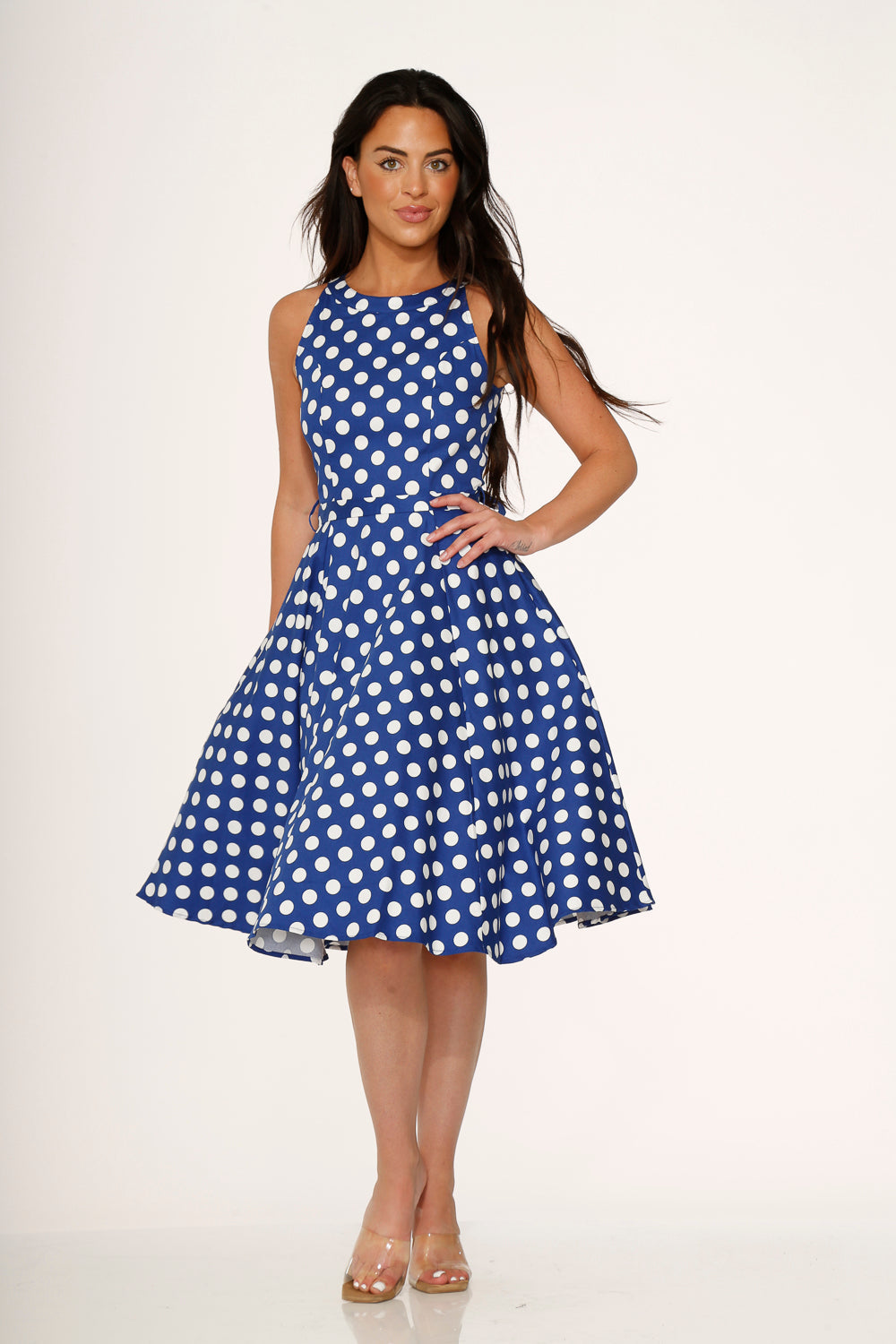 Blue Polka Dot Swing Dress