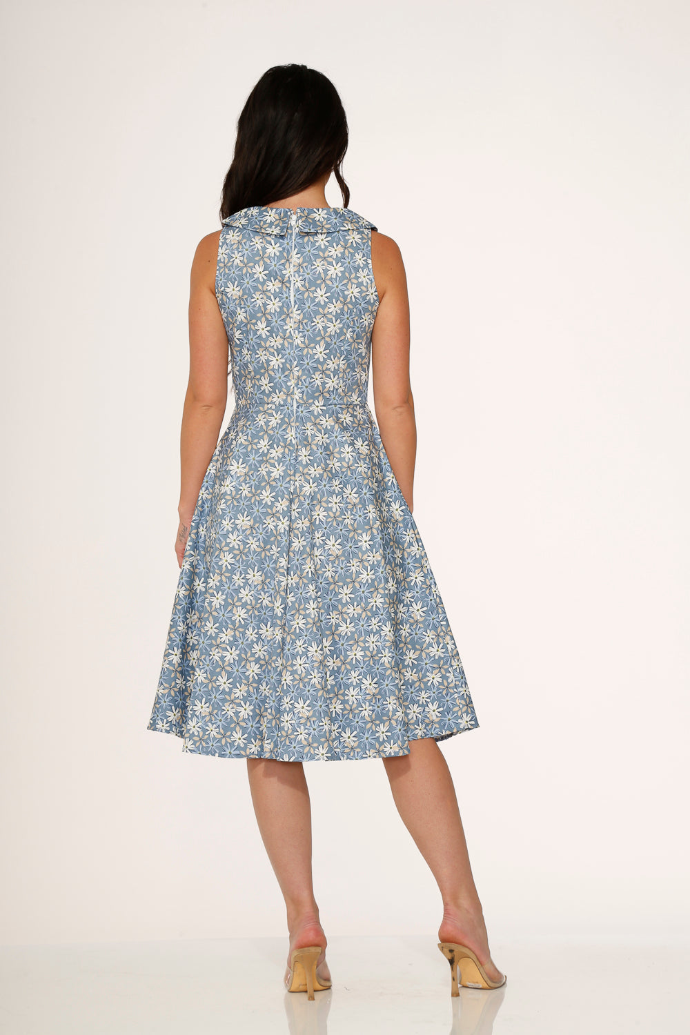 Blue Daisy Floral Swing Dress