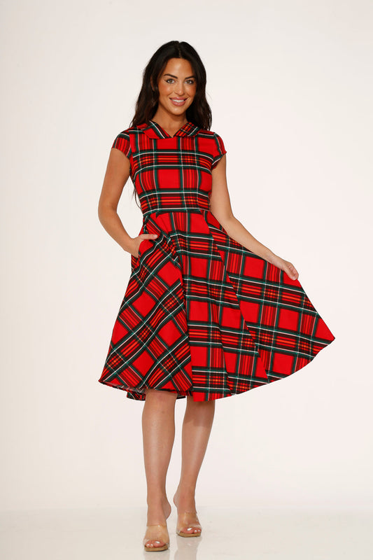 Red Plaid Swing Dress