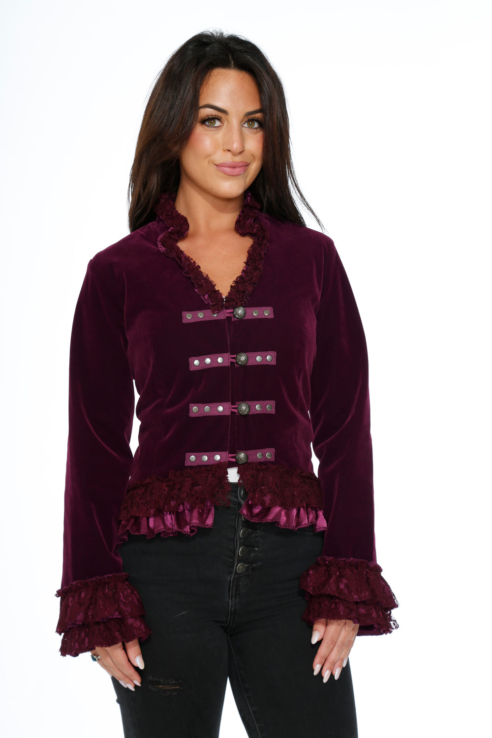 Purple Gloria Velvet Tailed Jacket