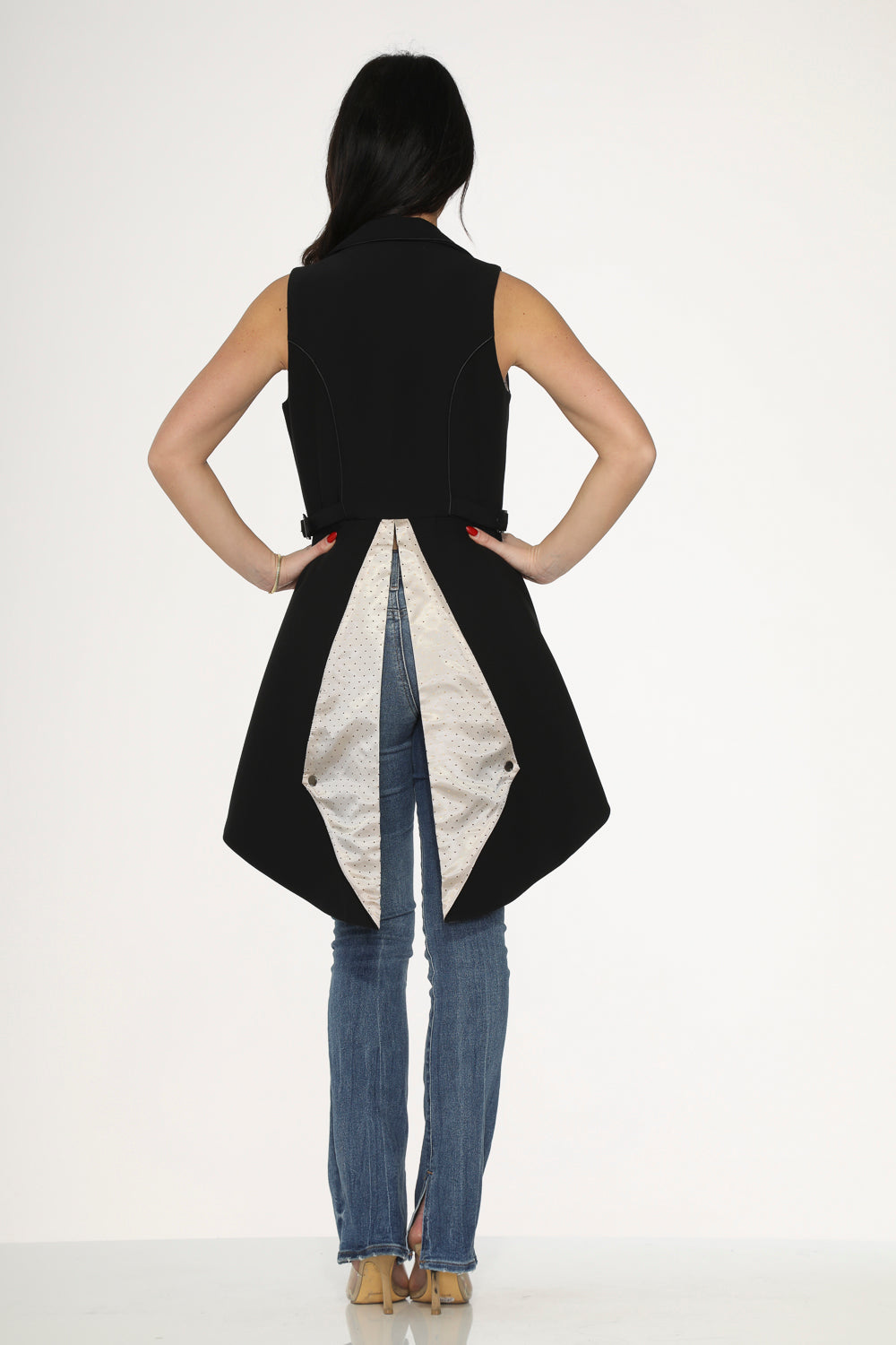 Black & Beige Pin Dot Vest