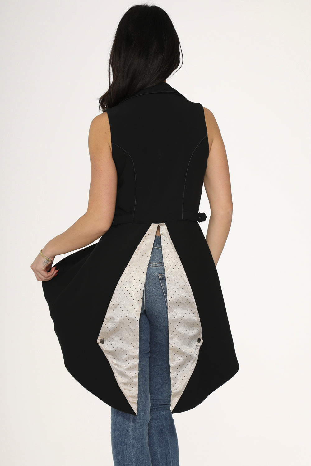 Black & Beige Pin Dot Vest