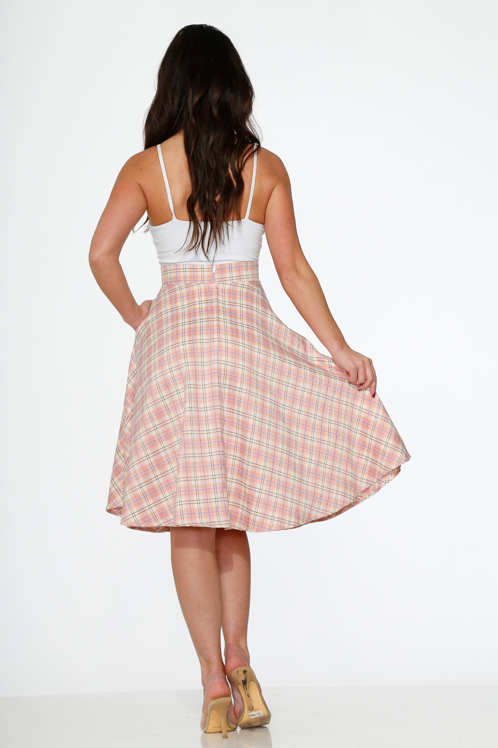 Pink Plaid Swing Skirt