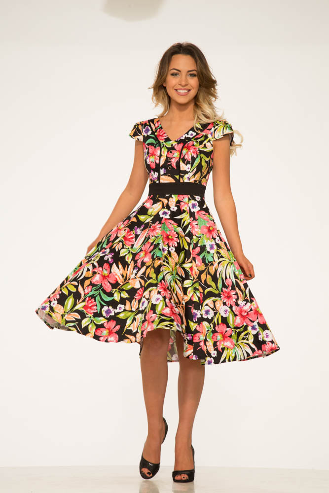Tropical Mix Floral Swing Dress