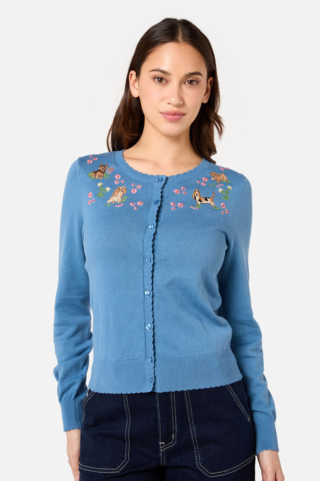 Cute Dogs Embroidered Cardigan