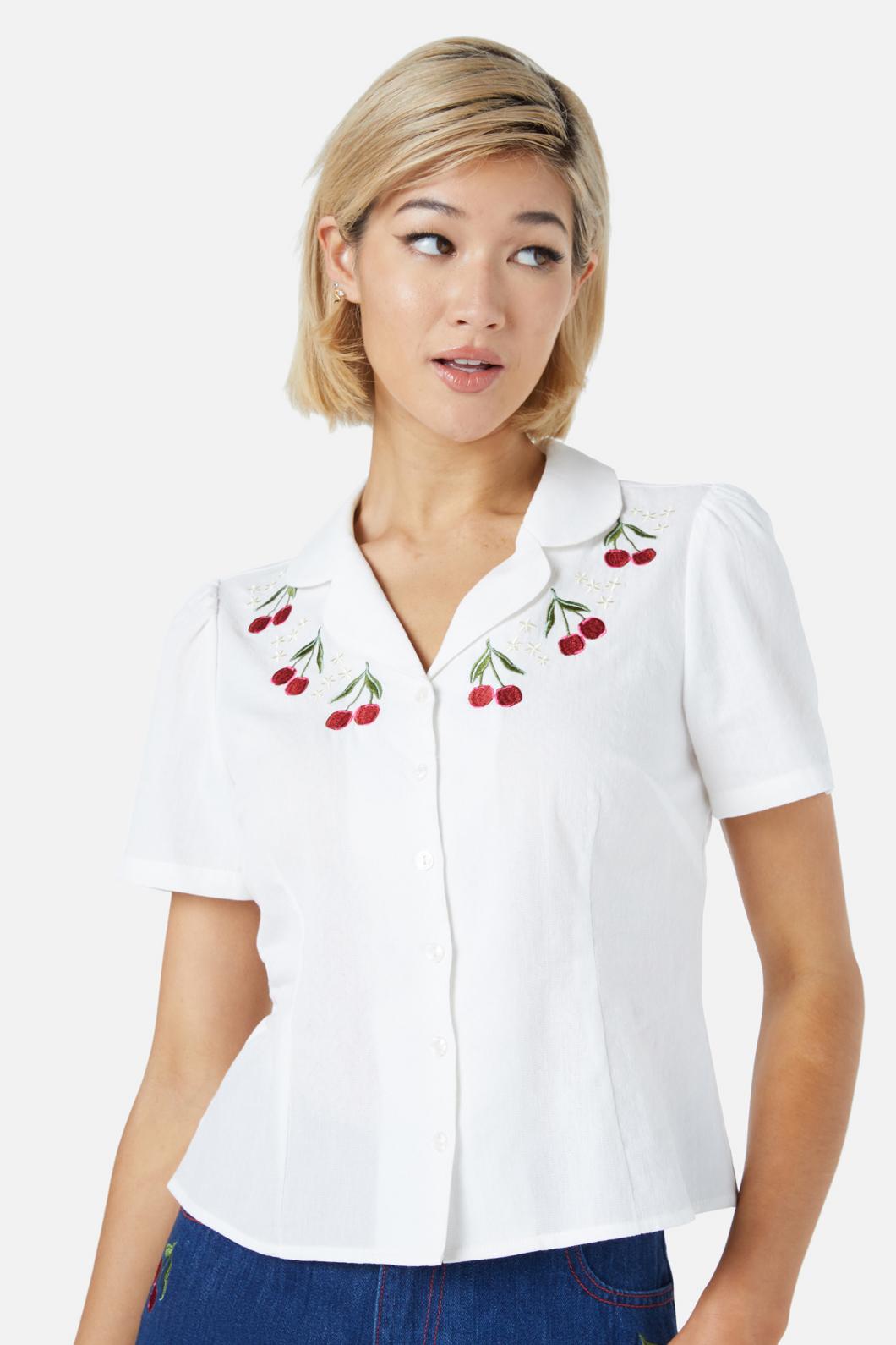 Cherry Embroidered Blouse