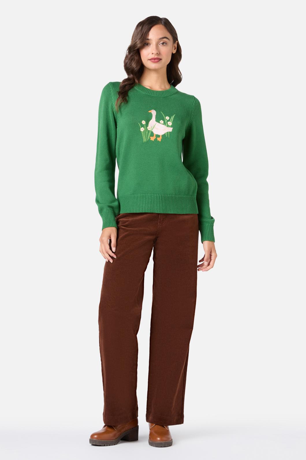 Goose Embroidered Knit Sweater