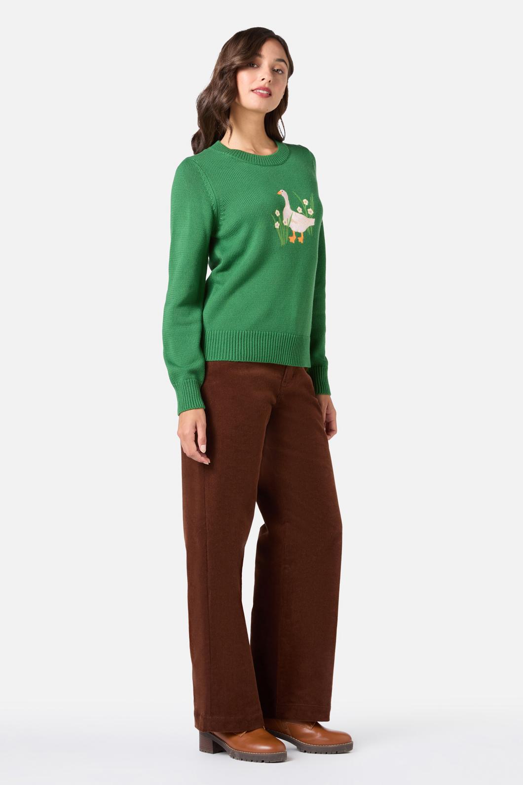 Goose Embroidered Knit Sweater