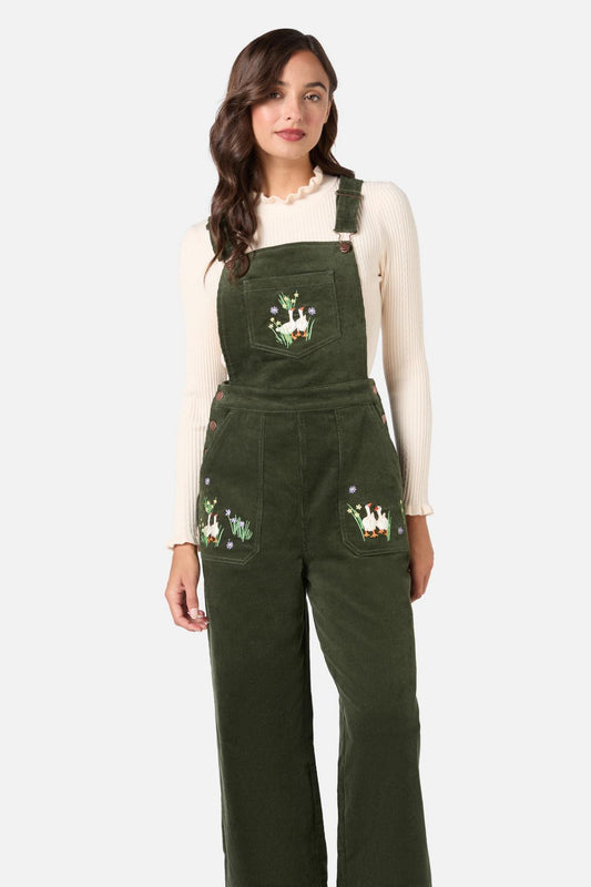 Goose Embroidered Cord Overall