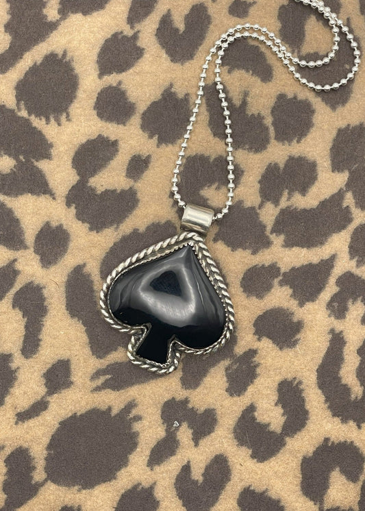 Ace of Spades Black Onyx Pendant