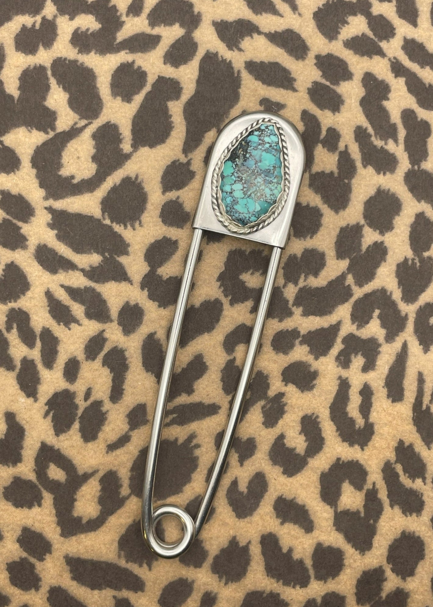 Turquoise Jumbo Safety Pin Keychain