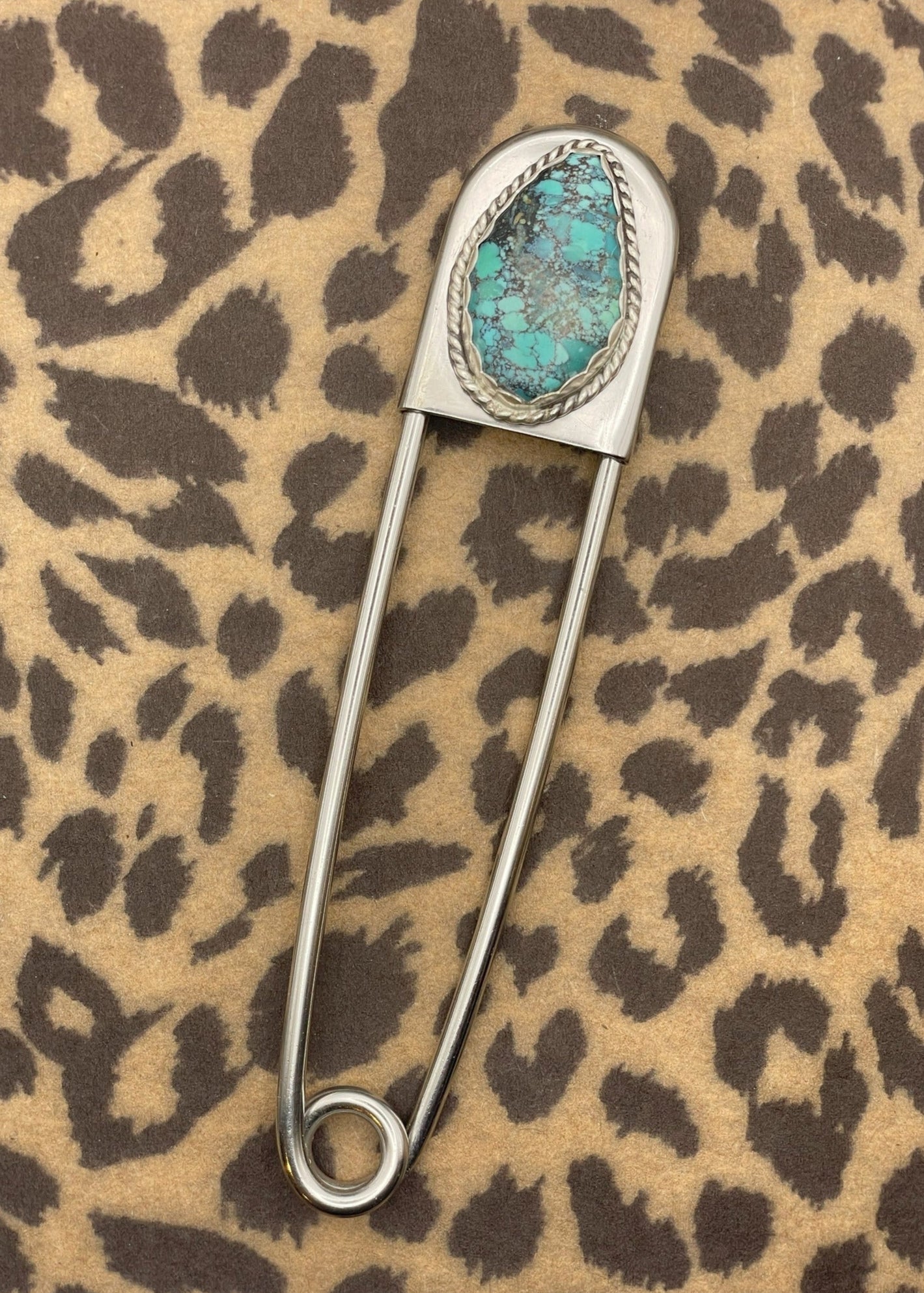 Turquoise Jumbo Safety Pin Keychain