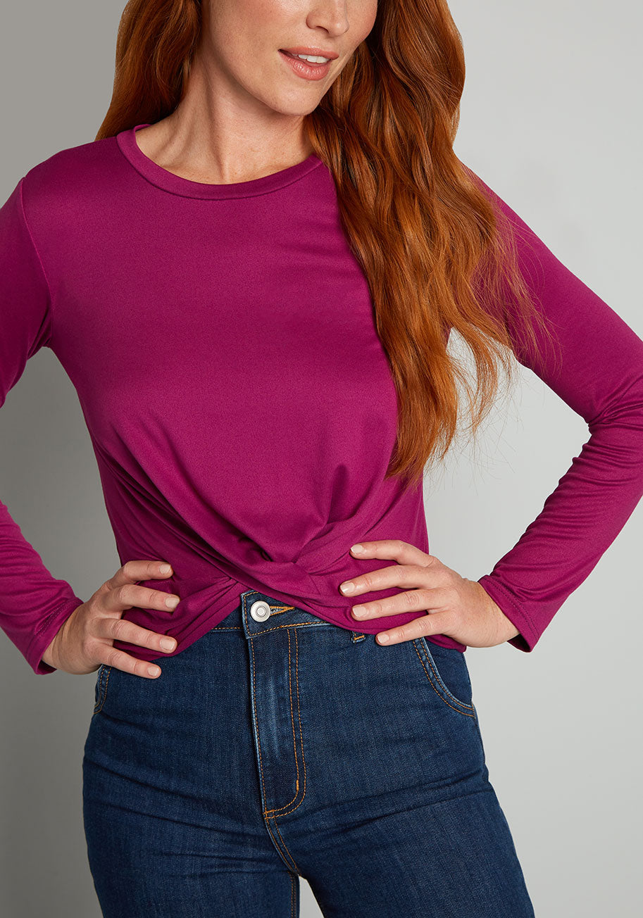 A Twist Of Fun Long Sleeve Knit Top