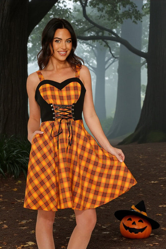 Orange Plaid Swing Dress