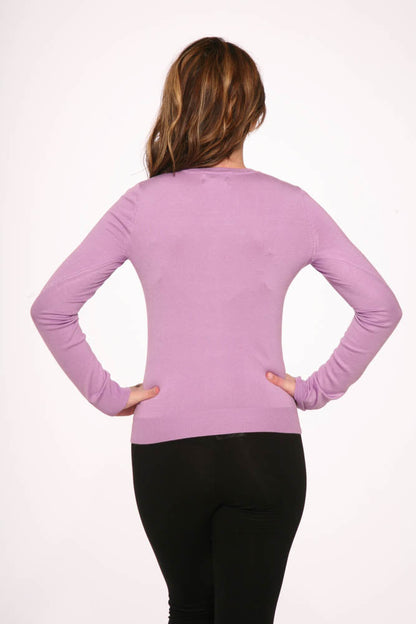 Lavender Crewneck Cardigan