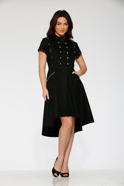 Black Battalion Hi-Lo Swing Dress