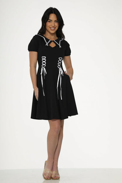 Black & White Trim Gothic Swing Dress
