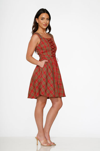 Red Plaid Swing Dress