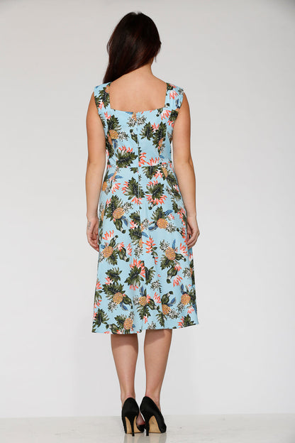 Light Blue Hawaiian Swing Dress