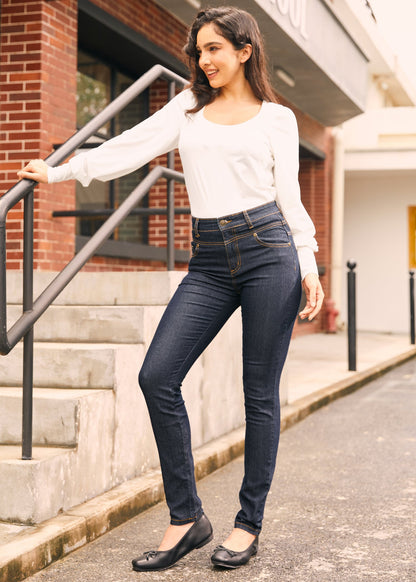 Karaoke Seamstress Buttoned Skinny Jeans