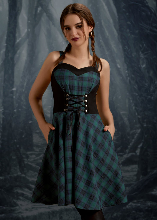 Green Plaid Swing Dress
