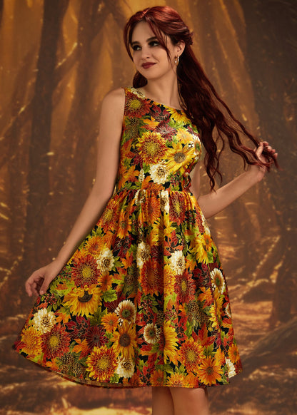 Sunflower Floral Vintage Dress