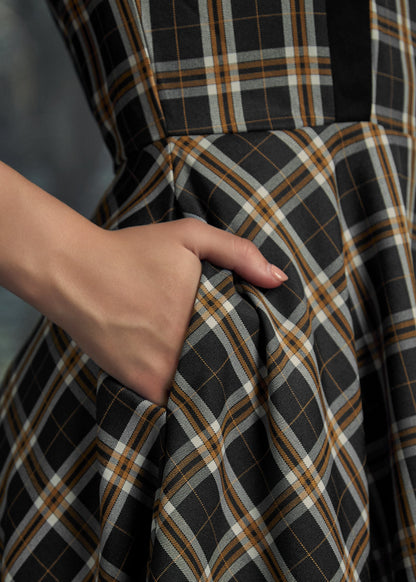 Black Plaid Swing Dress
