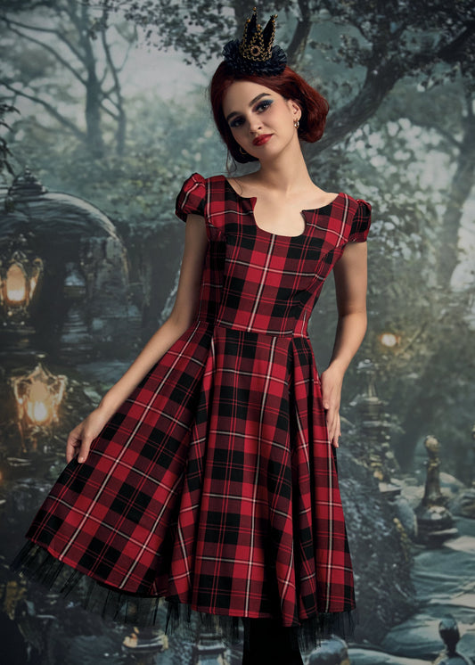 Red Plaid Swing Dress