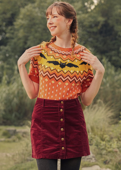 It Be Like 'Bat' Fair Isle Short Sleeve Sweater